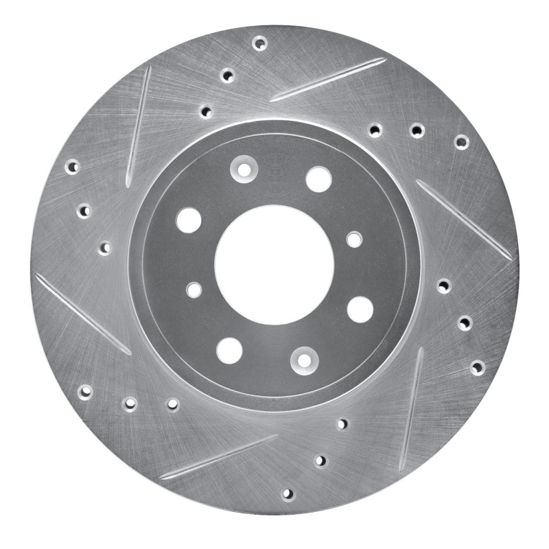 Honda Fit Brake Rotor (1) - Front Left - R1 Concepts - Drilled & Slotted - Silver - `15-`20 Honda Fit Brake Rotor (1) - Front Left - R1 Concepts - Drilled & Slotted - Silver - `15-`20